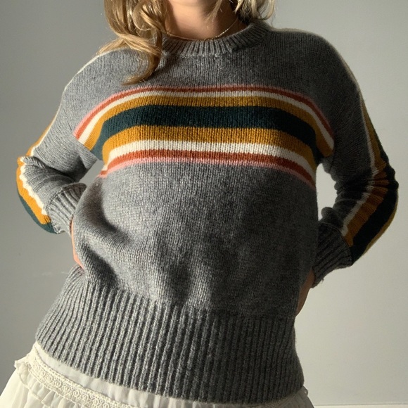 Cozy Grey striped crew neck sweater - Picture 7 of 9